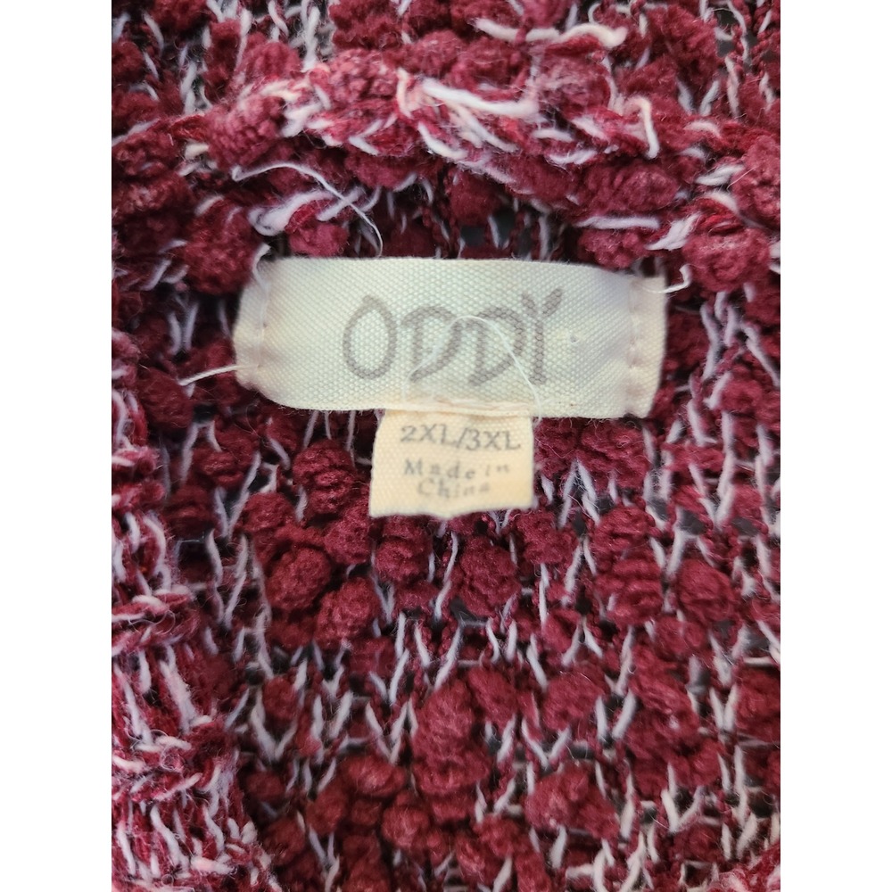 Oddi Burgundy Popcorn Knit Hoodie Varsity Stripe Pullover IT12309P 2XL 3XL - Picture 5 of 7